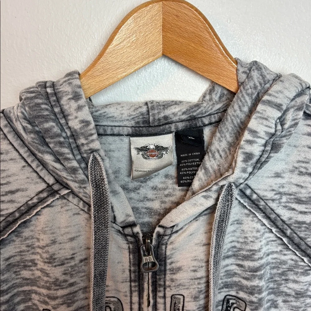 Harley-Davidson‎ Women’s Gray Full-Zip Burnout Hoodie XL Motorbike